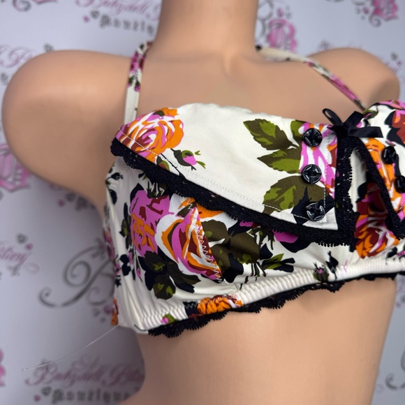 Betsey Johnson bikini top beauty mark the Topiary Swimsuit Mod Retro Vintage y2k - Picture 9 of 13